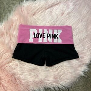 PINK Victoria's Secret Black Shorts with Pink Waistband